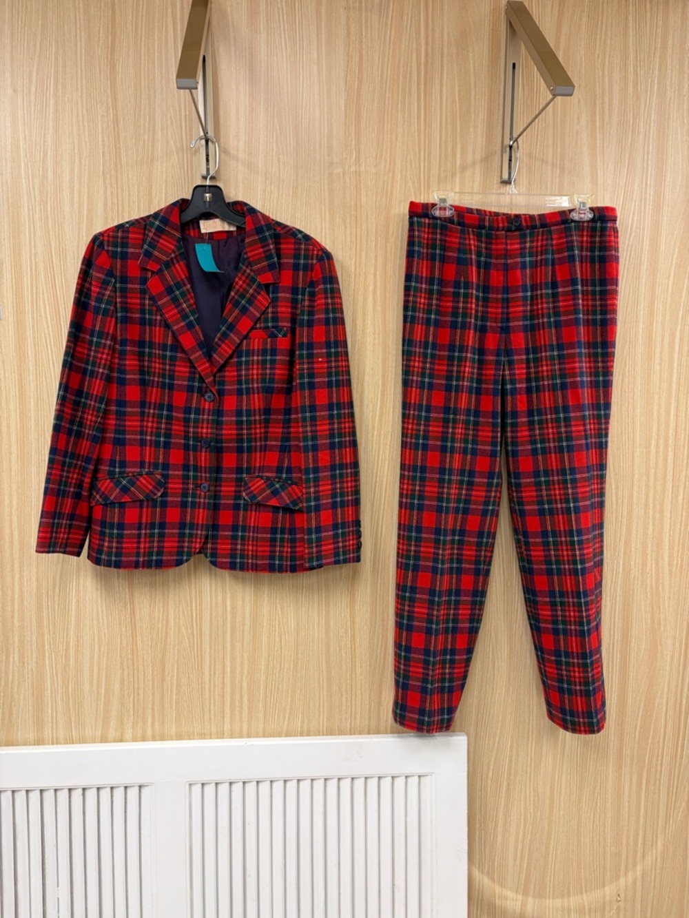 Pendleton Red Plaid Wool Pants Set Size 14
